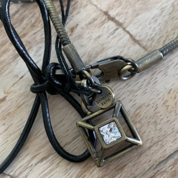 Dyrberg/Kern Runar antique bronze Swarovski crystal and leather bow bracelet - Picture 3 of 4